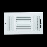 12"x6" 3-Way White Steel Fixed Curved Blade Air Supply Diffuser, Directional Register Vent Cover for Sidewall Or Ceiling