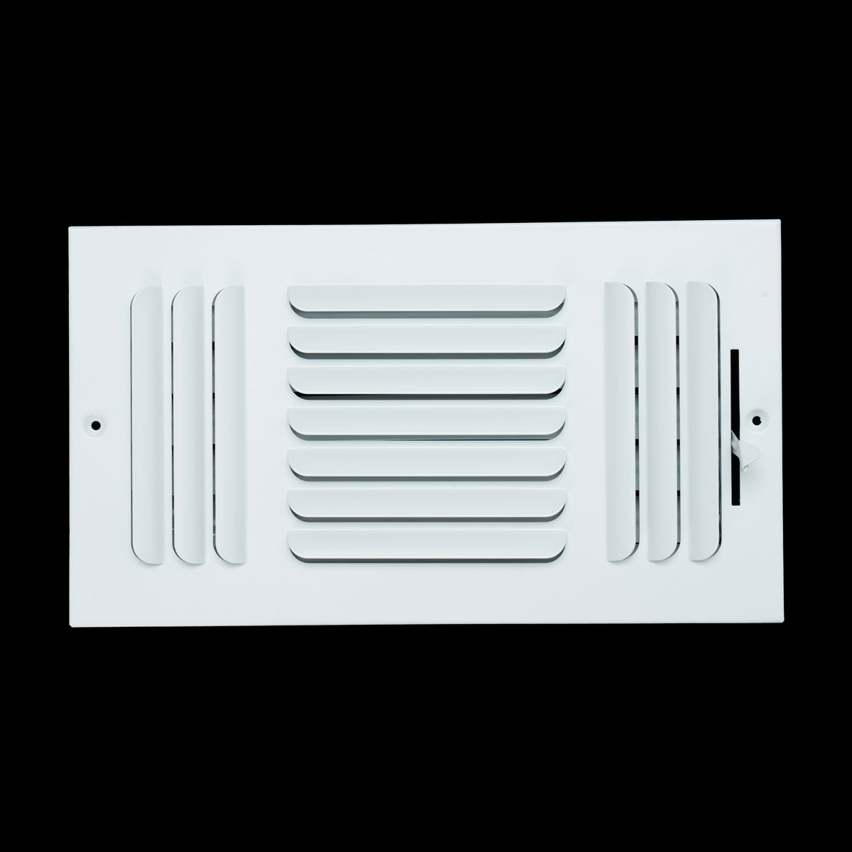 12"x6" 3-Way White Steel Fixed Curved Blade Air Supply Diffuser, Directional Register Vent Cover for Sidewall Or Ceiling