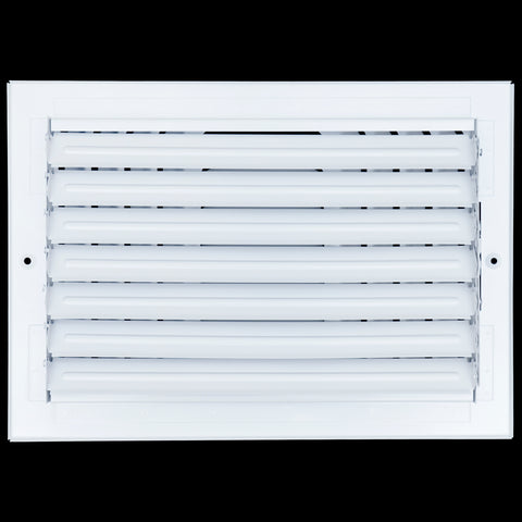 12"x8" 3-Way White Steel Fixed Curved Blade Air Supply Diffuser, Directional Register Vent Cover for Sidewall Or Ceiling