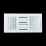 14"x6" 3-Way White Steel Fixed Curved Blade Air Supply Diffuser, Directional Register Vent Cover for Sidewall Or Ceiling