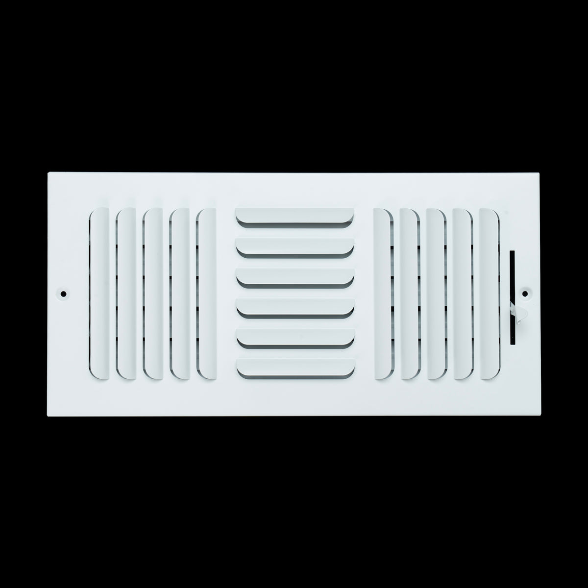 14"x6" 3-Way White Steel Fixed Curved Blade Air Supply Diffuser, Directional Register Vent Cover for Sidewall Or Ceiling
