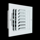 8"x6" 3-Way White Steel Fixed Curved Blade Air Supply Diffuser, Directional Register Vent Cover for Sidewall Or Ceiling