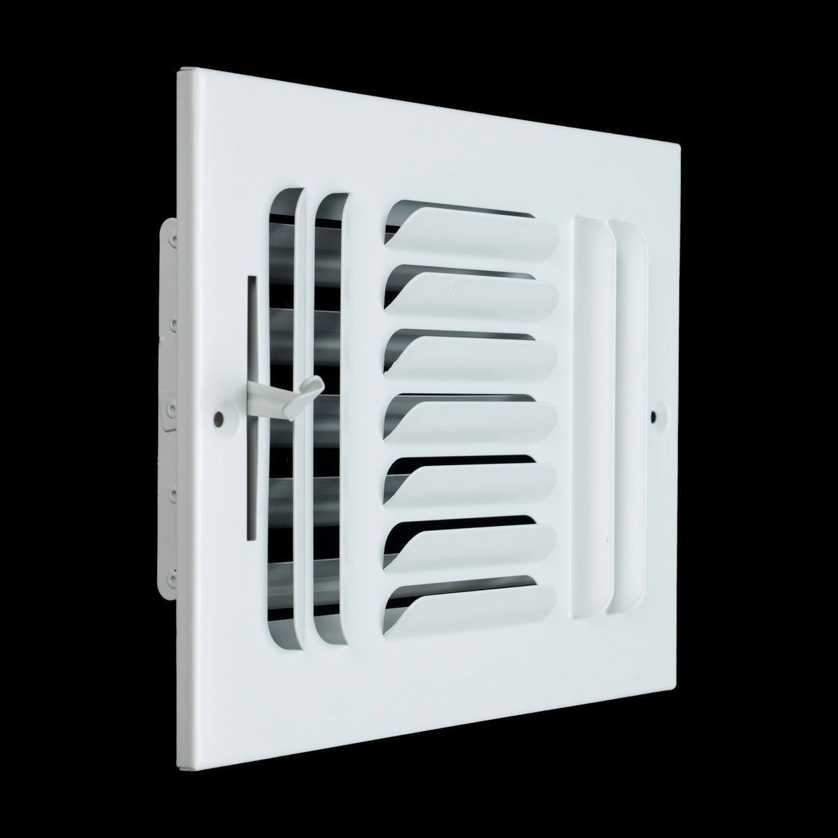 8"x6" 3-Way White Steel Fixed Curved Blade Air Supply Diffuser, Directional Register Vent Cover for Sidewall Or Ceiling