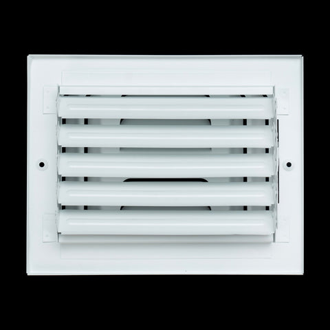 8"x6" 3-Way White Steel Fixed Curved Blade Air Supply Diffuser, Directional Register Vent Cover for Sidewall Or Ceiling
