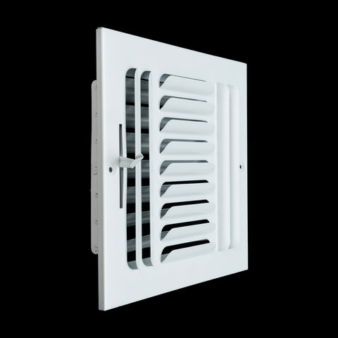 8"x8" 3-Way White Steel Fixed Curved Blade Air Supply Diffuser, Directional Register Vent Cover for Sidewall Or Ceiling