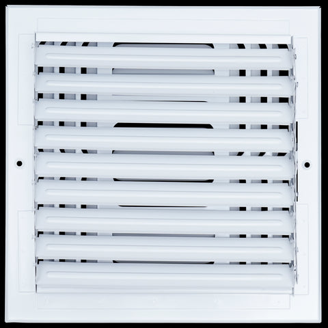 10"x10" 4-Way White Steel Fixed Curved Blade Air Supply Diffuser, Directional Register Vent Cover for Sidewall Or Ceiling