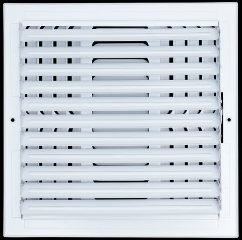 12"x12" 4-Way White Steel Fixed Curved Blade Air Supply Diffuser, Directional Register Vent Cover for Sidewall Or Ceiling