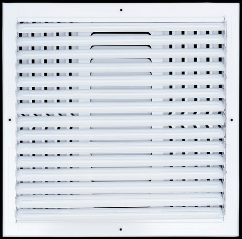 16"x16" 4-Way White Steel Fixed Curved Blade Air Supply Diffuser, Directional Register Vent Cover for Sidewall Or Ceiling