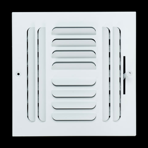 8"x8" 4-Way White Steel Fixed Curved Blade Air Supply Diffuser, Directional Register Vent Cover for Sidewall Or Ceiling