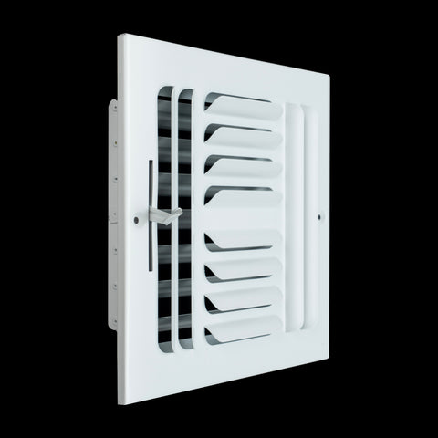 8"x8" 4-Way White Steel Fixed Curved Blade Air Supply Diffuser, Directional Register Vent Cover for Sidewall Or Ceiling
