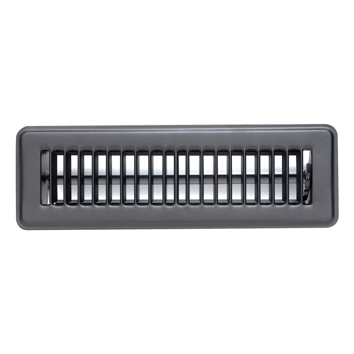 10"x2" Black Steel Floor Register, Walkable Heavy-Duty Louvered Vent Cover with Damper