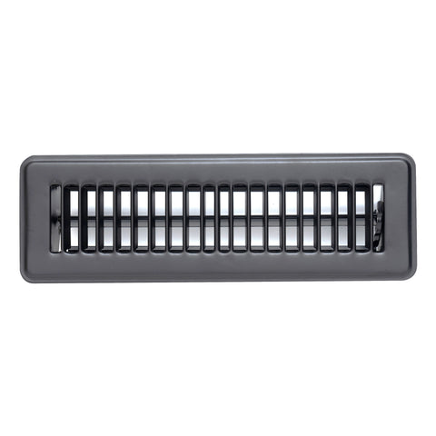 10"x2" Black Steel Floor Register, Walkable Heavy-Duty Louvered Vent Cover with Damper