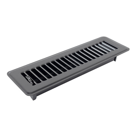 10"x2" Black Steel Floor Register, Walkable Heavy-Duty Louvered Vent Cover with Damper