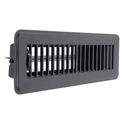 10"x2" Black Steel Floor Register, Walkable Heavy-Duty Louvered Vent Cover with Damper
