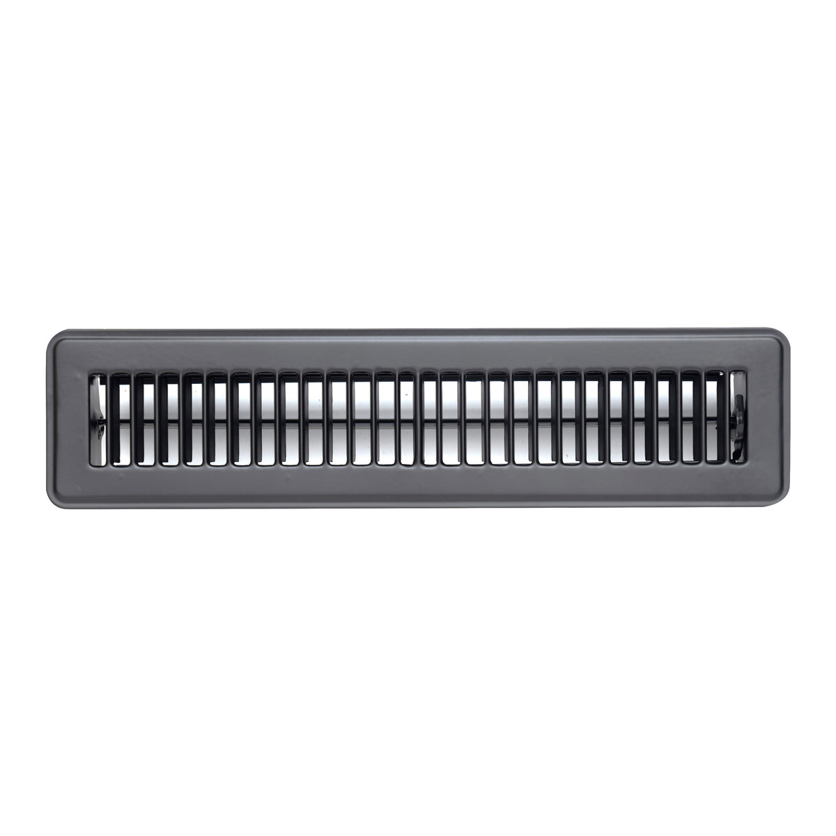 2"x14" Black Steel Floor Register, Walkable Heavy-Duty Louvered Vent Cover with Damper