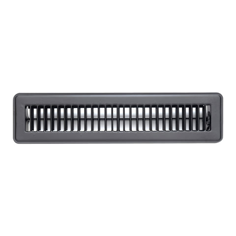 2"x14" Black Steel Floor Register, Walkable Heavy-Duty Louvered Vent Cover with Damper