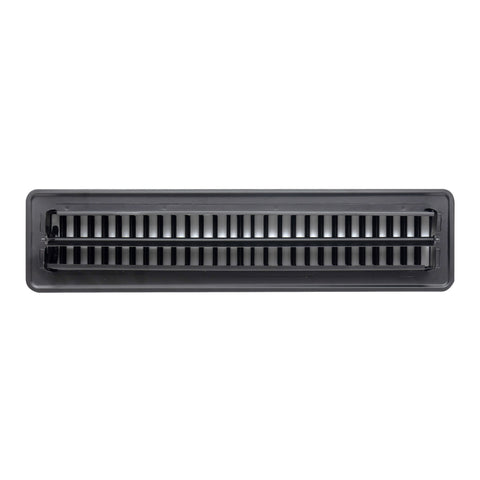 2"x14" Black Steel Floor Register, Walkable Heavy-Duty Louvered Vent Cover with Damper
