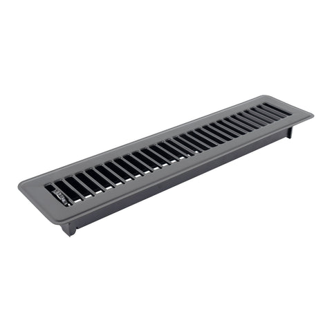 2"x14" Black Steel Floor Register, Walkable Heavy-Duty Louvered Vent Cover with Damper
