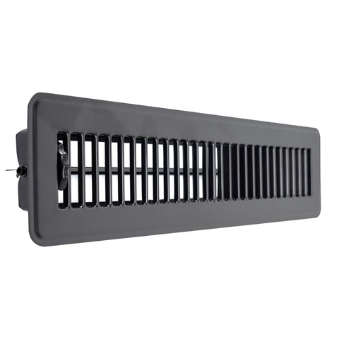 2"x14" Black Steel Floor Register, Walkable Heavy-Duty Louvered Vent Cover with Damper