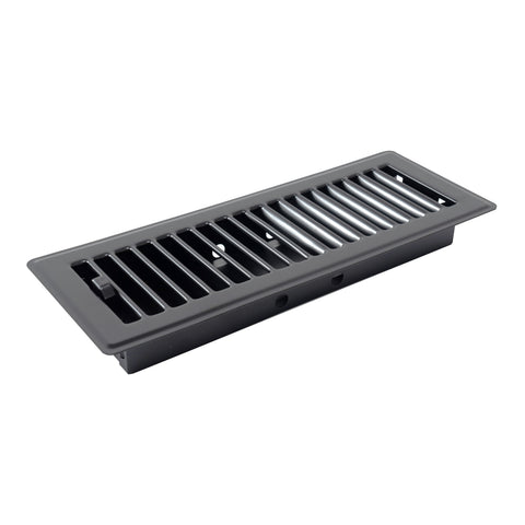 3"x10" Black Steel Floor Register, Walkable Heavy-Duty Louvered Vent Cover with Damper