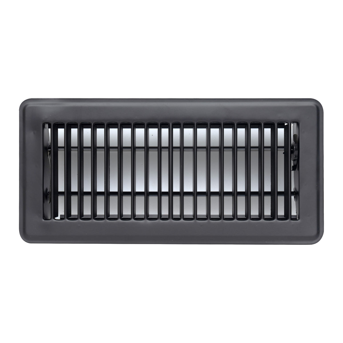 4"x10" Black Steel Floor Register, Walkable Heavy-Duty Louvered Vent Cover with Damper