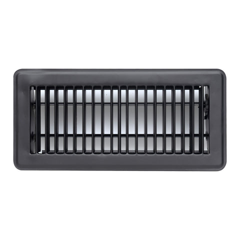 4"x10" Black Steel Floor Register, Walkable Heavy-Duty Louvered Vent Cover with Damper