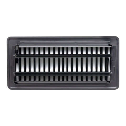 4"x10" Black Steel Floor Register, Walkable Heavy-Duty Louvered Vent Cover with Damper