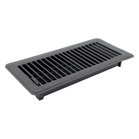 4"x10" Black Steel Floor Register, Walkable Heavy-Duty Louvered Vent Cover with Damper