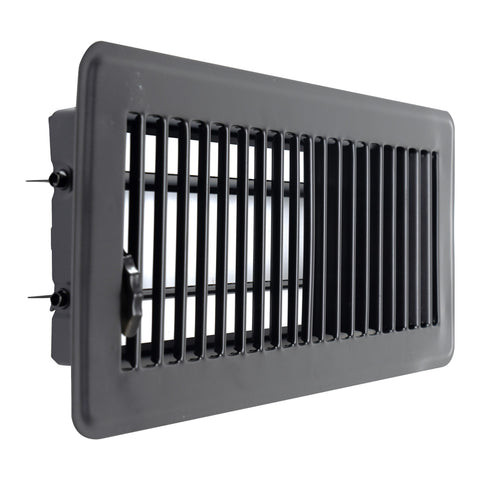 4"x10" Black Steel Floor Register, Walkable Heavy-Duty Louvered Vent Cover with Damper