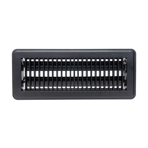 4"x8" Black Steel Floor Register, Walkable Heavy-Duty Louvered Vent Cover with Damper