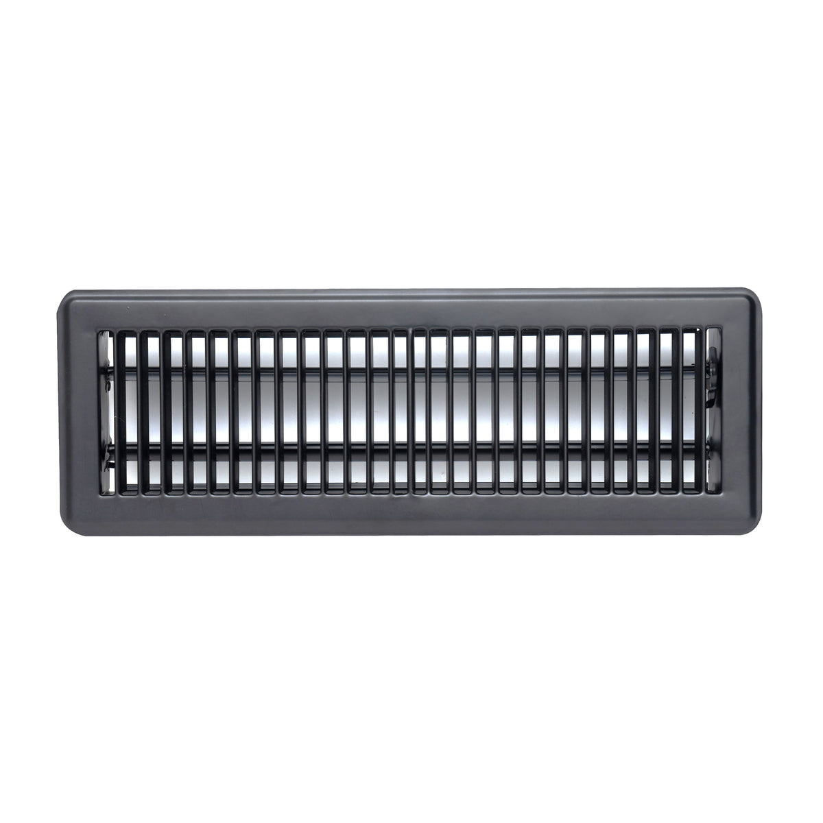 4"x14" Black Steel Floor Register, Walkable Heavy-Duty Louvered Vent Cover with Damper