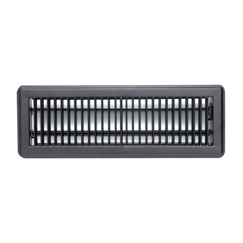 4"x14" Black Steel Floor Register, Walkable Heavy-Duty Louvered Vent Cover with Damper