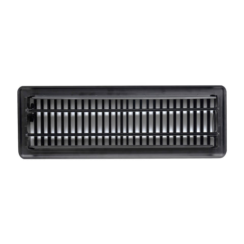 4"x14" Black Steel Floor Register, Walkable Heavy-Duty Louvered Vent Cover with Damper