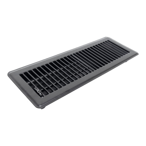 4"x14" Black Steel Floor Register, Walkable Heavy-Duty Louvered Vent Cover with Damper