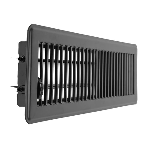 4"x14" Black Steel Floor Register, Walkable Heavy-Duty Louvered Vent Cover with Damper