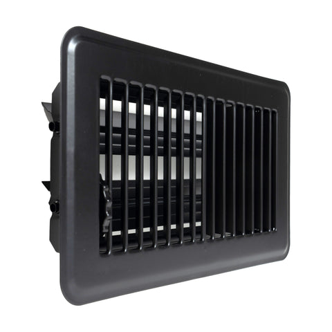 4"x8" Black Steel Floor Register, Walkable Heavy-Duty Louvered Vent Cover with Damper