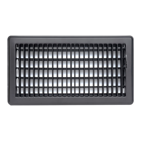 6"x12" Black Steel Floor Register, Walkable Heavy-Duty Louvered Vent Cover with Damper