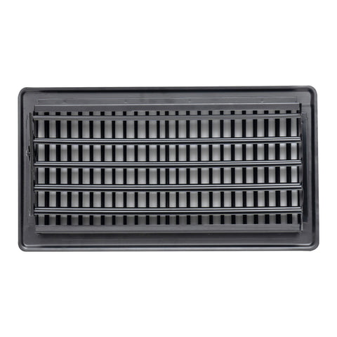 6"x12" Black Steel Floor Register, Walkable Heavy-Duty Louvered Vent Cover with Damper