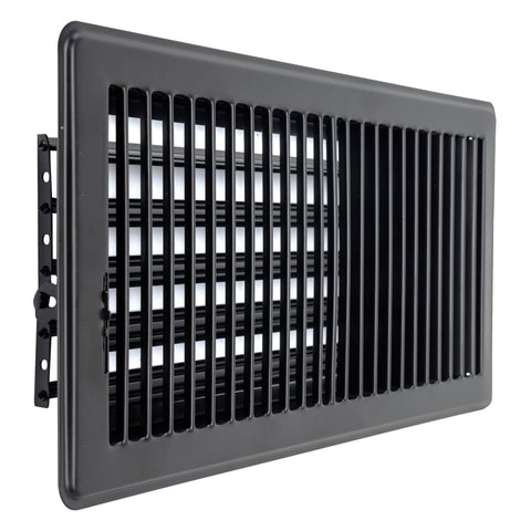 6"x12" Black Steel Floor Register, Walkable Heavy-Duty Louvered Vent Cover with Damper
