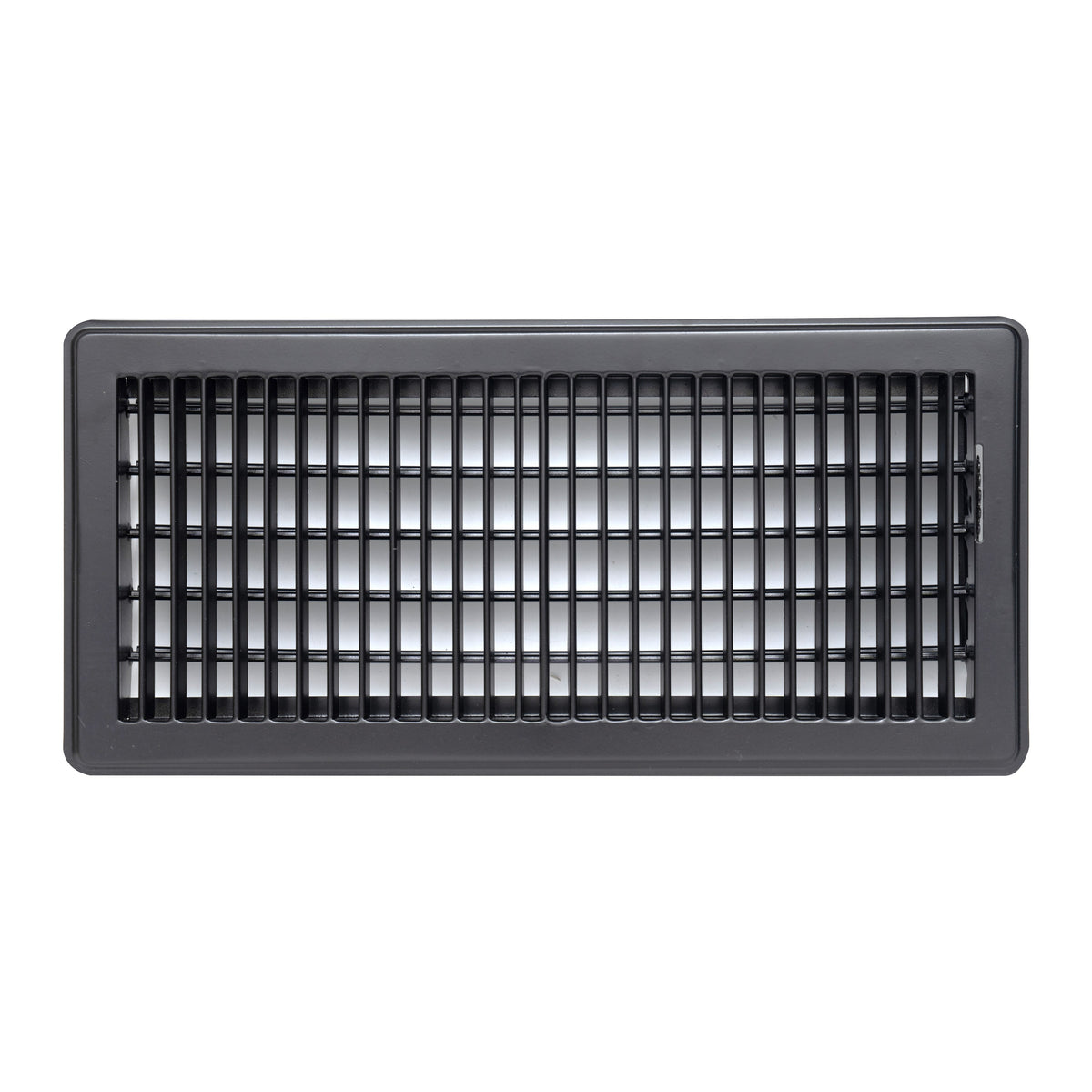 6"x14" Black Steel Floor Register, Walkable Heavy-Duty Louvered Vent Cover with Damper