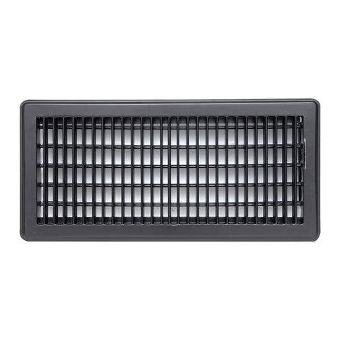 6"x14" Black Steel Floor Register, Walkable Heavy-Duty Louvered Vent Cover with Damper