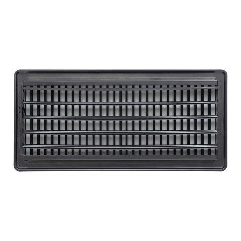 6"x14" Black Steel Floor Register, Walkable Heavy-Duty Louvered Vent Cover with Damper