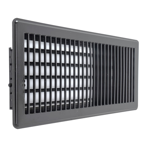 6"x14" Black Steel Floor Register, Walkable Heavy-Duty Louvered Vent Cover with Damper