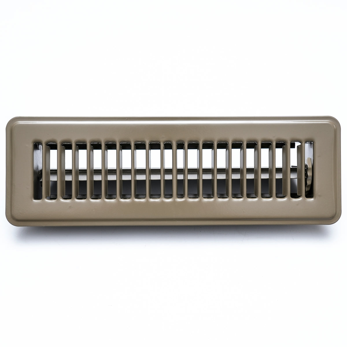 10"x2" Brown Steel Floor Register, Walkable Heavy-Duty Louvered Vent Cover with Damper