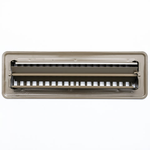 10"x2" Brown Steel Floor Register, Walkable Heavy-Duty Louvered Vent Cover with Damper