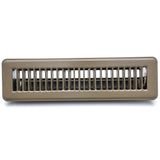 12"x2" Brown Steel Floor Register, Walkable Heavy-Duty Louvered Vent Cover with Damper
