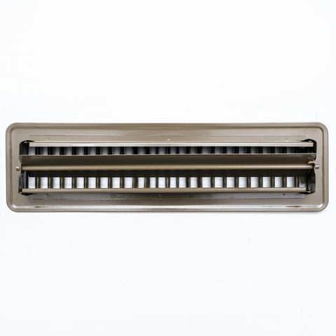 12"x2" Brown Steel Floor Register, Walkable Heavy-Duty Louvered Vent Cover with Damper