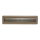 14"x2" Brown Steel Floor Register, Walkable Heavy-Duty Louvered Vent Cover with Damper