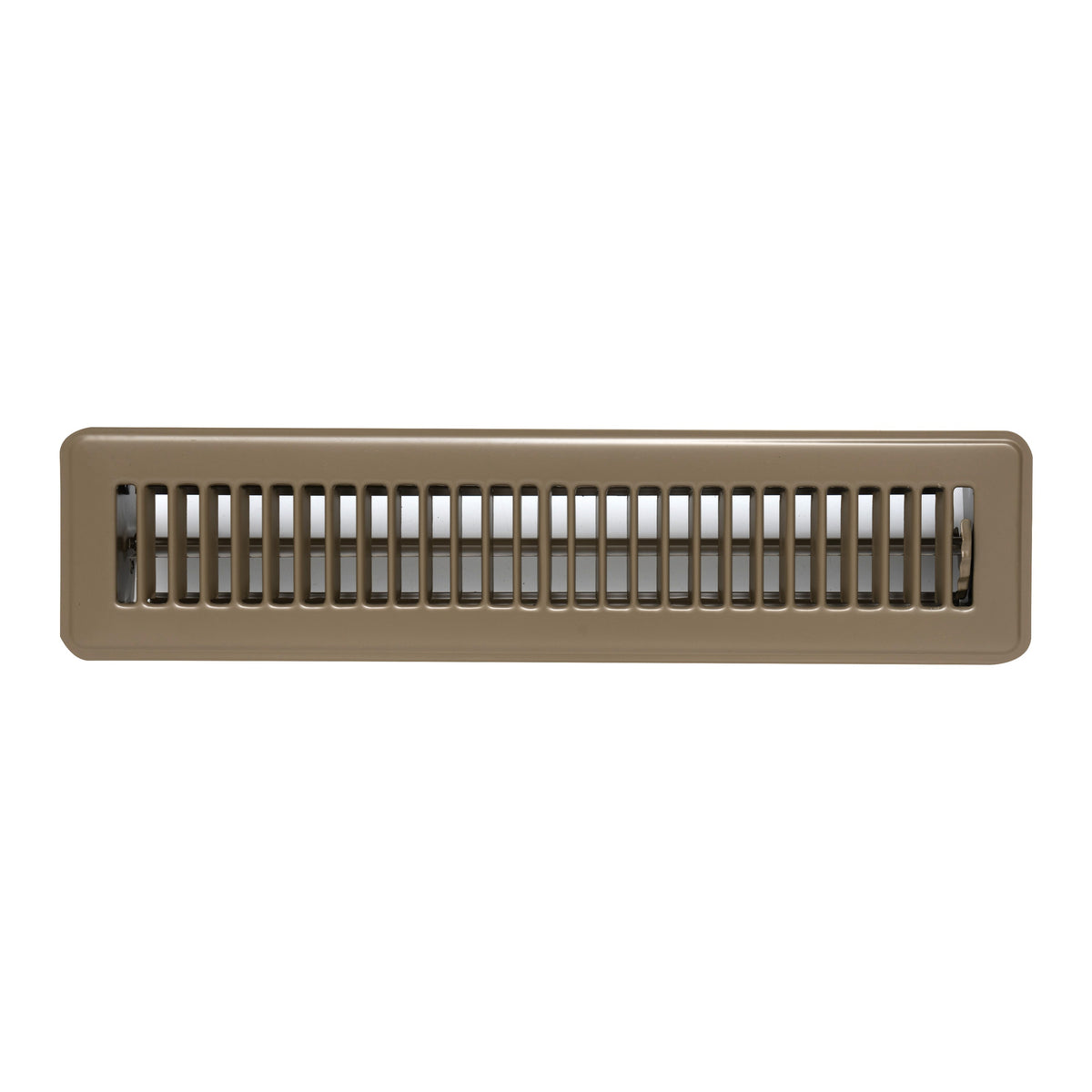14"x2" Brown Steel Floor Register, Walkable Heavy-Duty Louvered Vent Cover with Damper