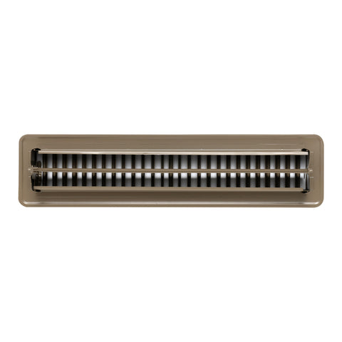 14"x2" Brown Steel Floor Register, Walkable Heavy-Duty Louvered Vent Cover with Damper